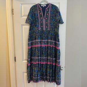 Chic Floral Midi Dress with Pink Accents